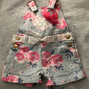 Size 18 Months Pink/Blue Lace Heart Overalls